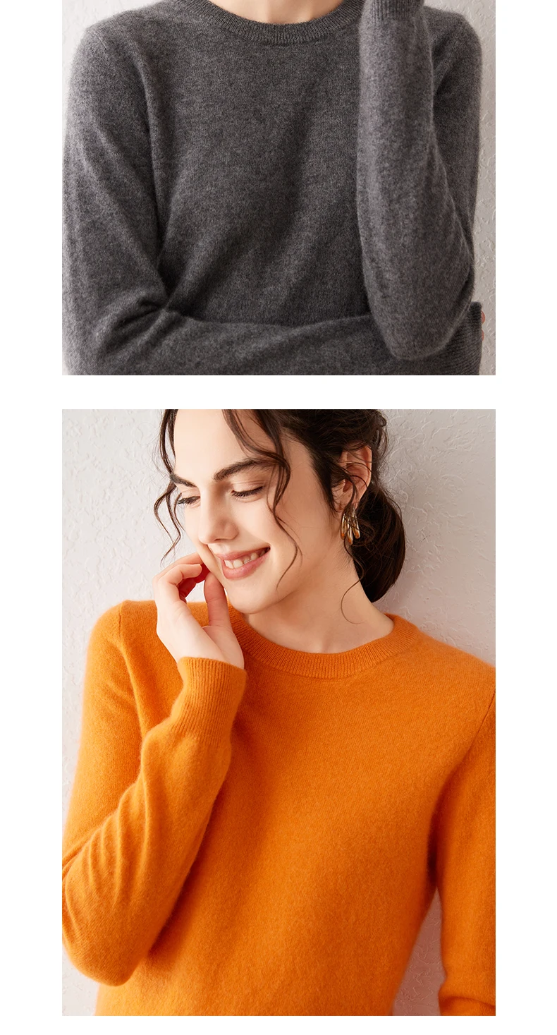 Light Luxury 100% Cashmere Sweater, Women's Round Neck Pullover Sweater, Versatile Style, Knitted Sweater, Inner Top