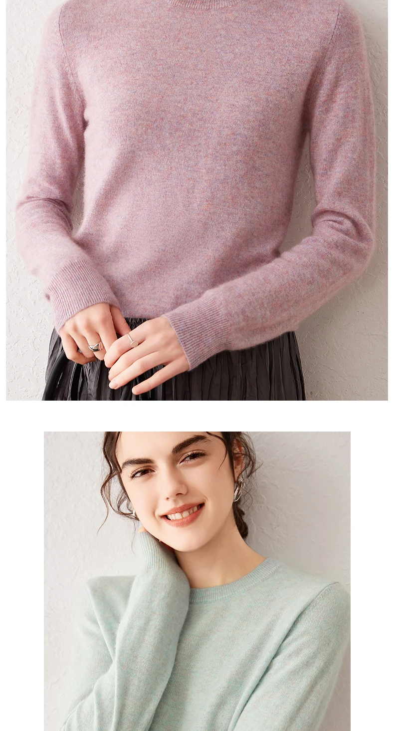Light Luxury 100% Cashmere Sweater, Women's Round Neck Pullover Sweater, Versatile Style, Knitted Sweater, Inner Top