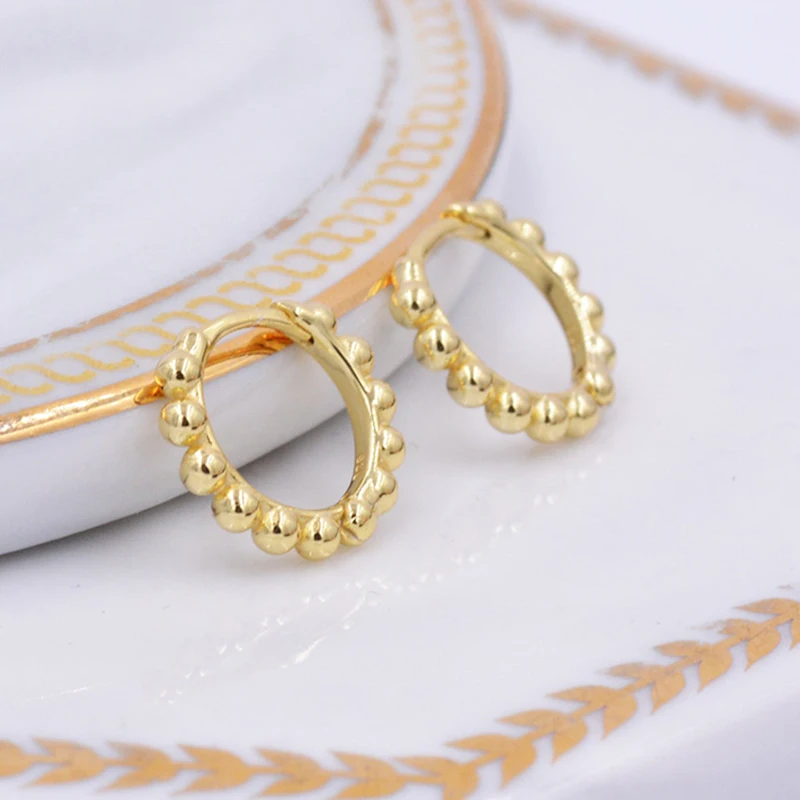 Minimalist CZ Cartilage Perforation 925 Sterling Silver Ear Needle Twist Round Earring Hoop Ear Buckle Gold Earrings For Women