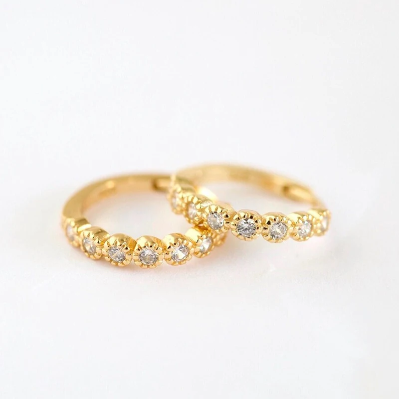 Minimalist CZ Cartilage Perforation 925 Sterling Silver Ear Needle Twist Round Earring Hoop Ear Buckle Gold Earrings For Women