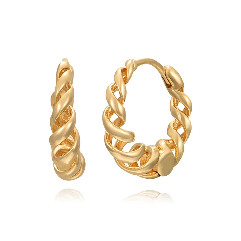 Minimalist CZ Cartilage Perforation 925 Sterling Silver Ear Needle Twist Round Earring Hoop Ear Buckle Gold Earrings For Women