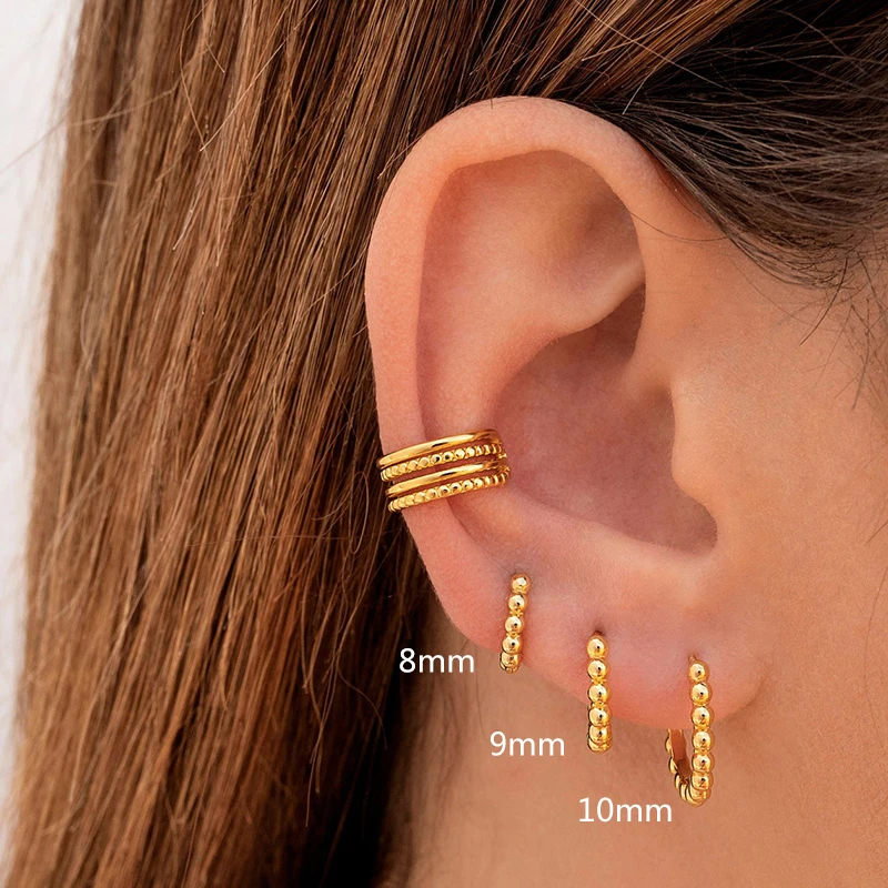 Minimalist CZ Cartilage Perforation 925 Sterling Silver Ear Needle Twist Round Earring Hoop Ear Buckle Gold Earrings For Women