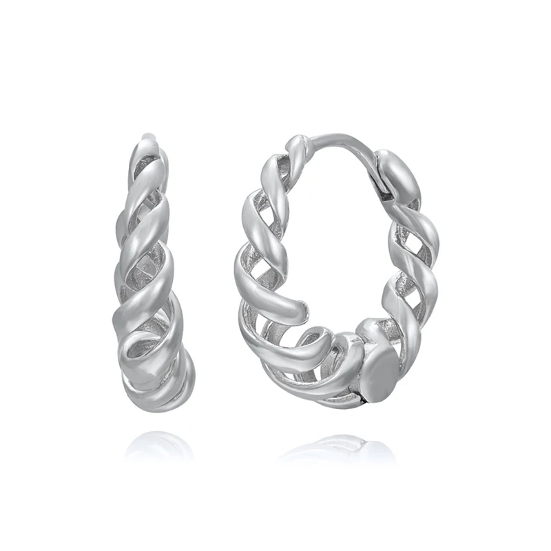 Minimalist CZ Cartilage Perforation 925 Sterling Silver Ear Needle Twist Round Earring Hoop Ear Buckle Gold Earrings For Women