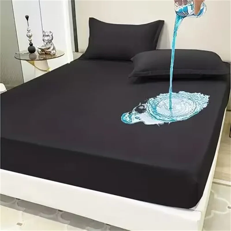 100% Waterproof Mattress Cover Protector Adjustable Non-slip Bed Fitted Sheet With Elastic Band for King Queen 90/140/160/200