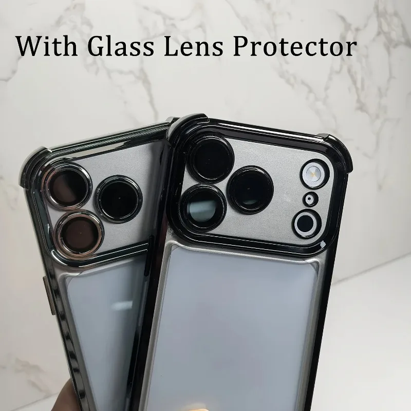 Luxury Transparent Shockproof Phone Case For iPhone 18 17 13 12 Pro Max 16 15 14 Plus Air with Wrist Strap Lens Protector Cover