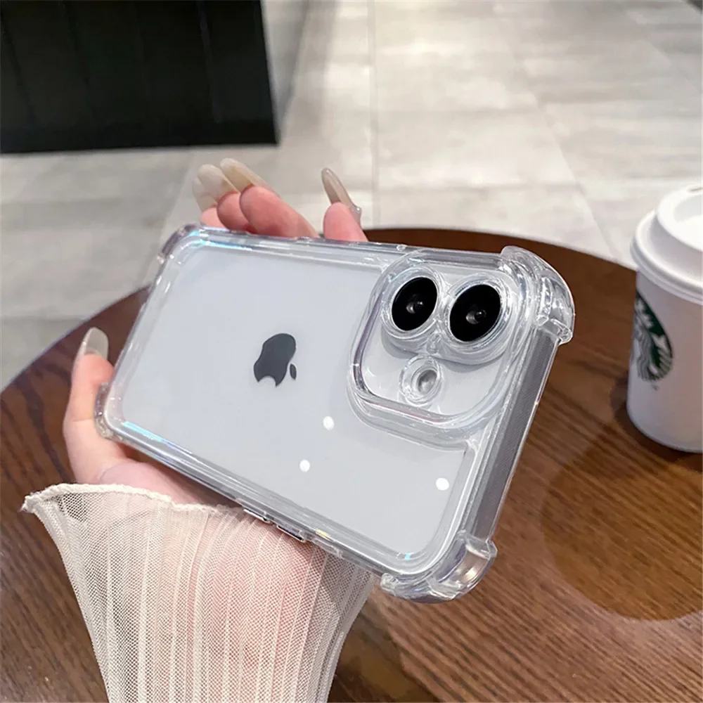 Shockproof Bumper Protector HD Clear Acrylic Phone Case For iPhone 18 17 16 15 14 13 12 11 Pro Max Back Cover Transparent Funda