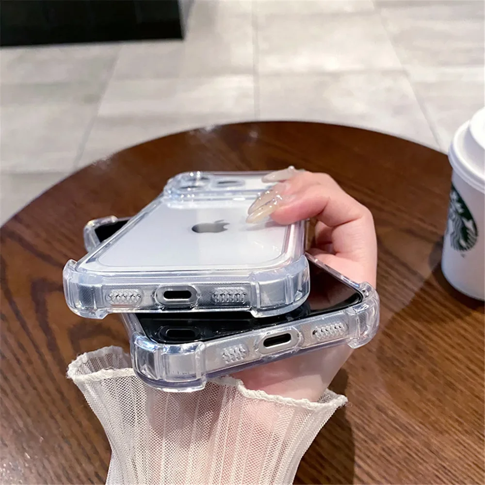 Shockproof Bumper Protector HD Clear Acrylic Phone Case For iPhone 18 17 16 15 14 13 12 11 Pro Max Back Cover Transparent Funda
