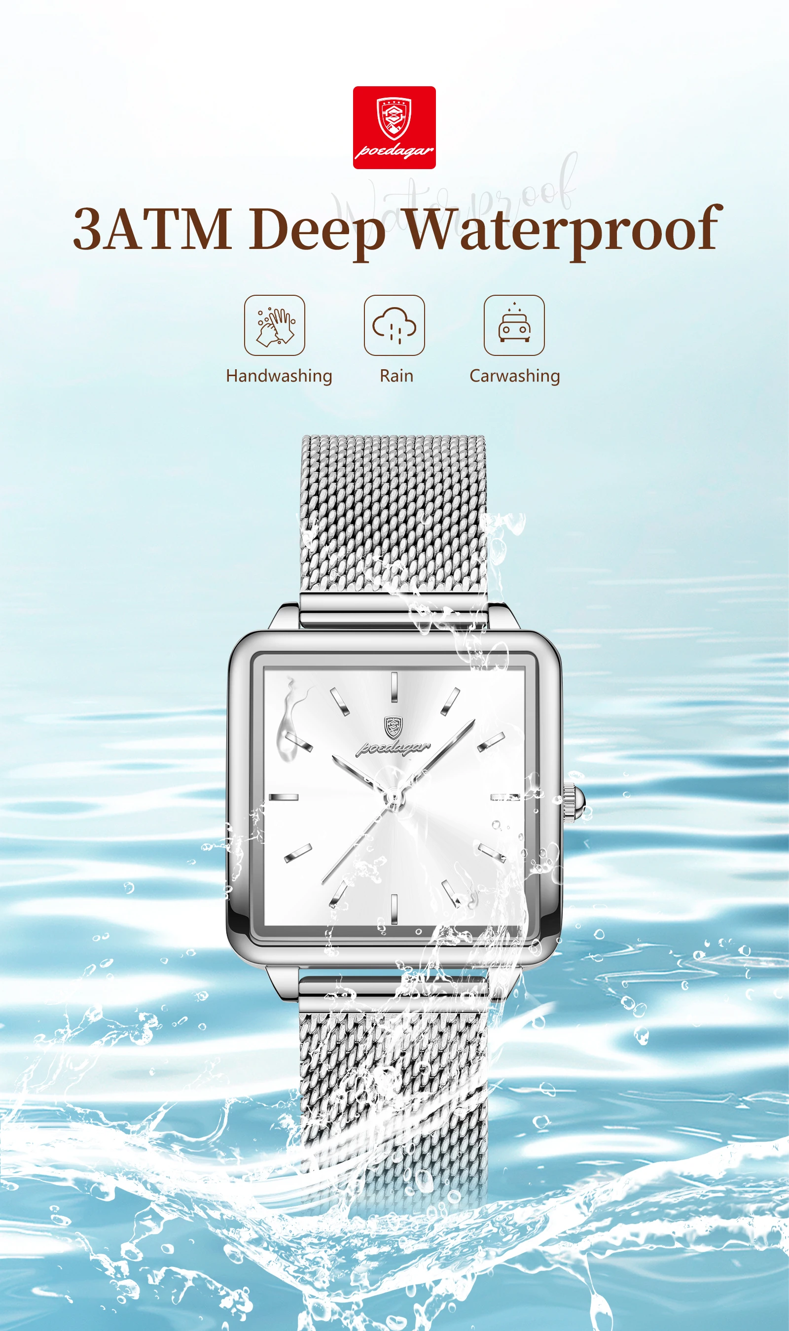 POEDAGAR Top Exquisite Ladies Clock Waterproof Stainless Steel Woman Wristwatch Square Quartz Elegant Women's Watches Reloj Gift