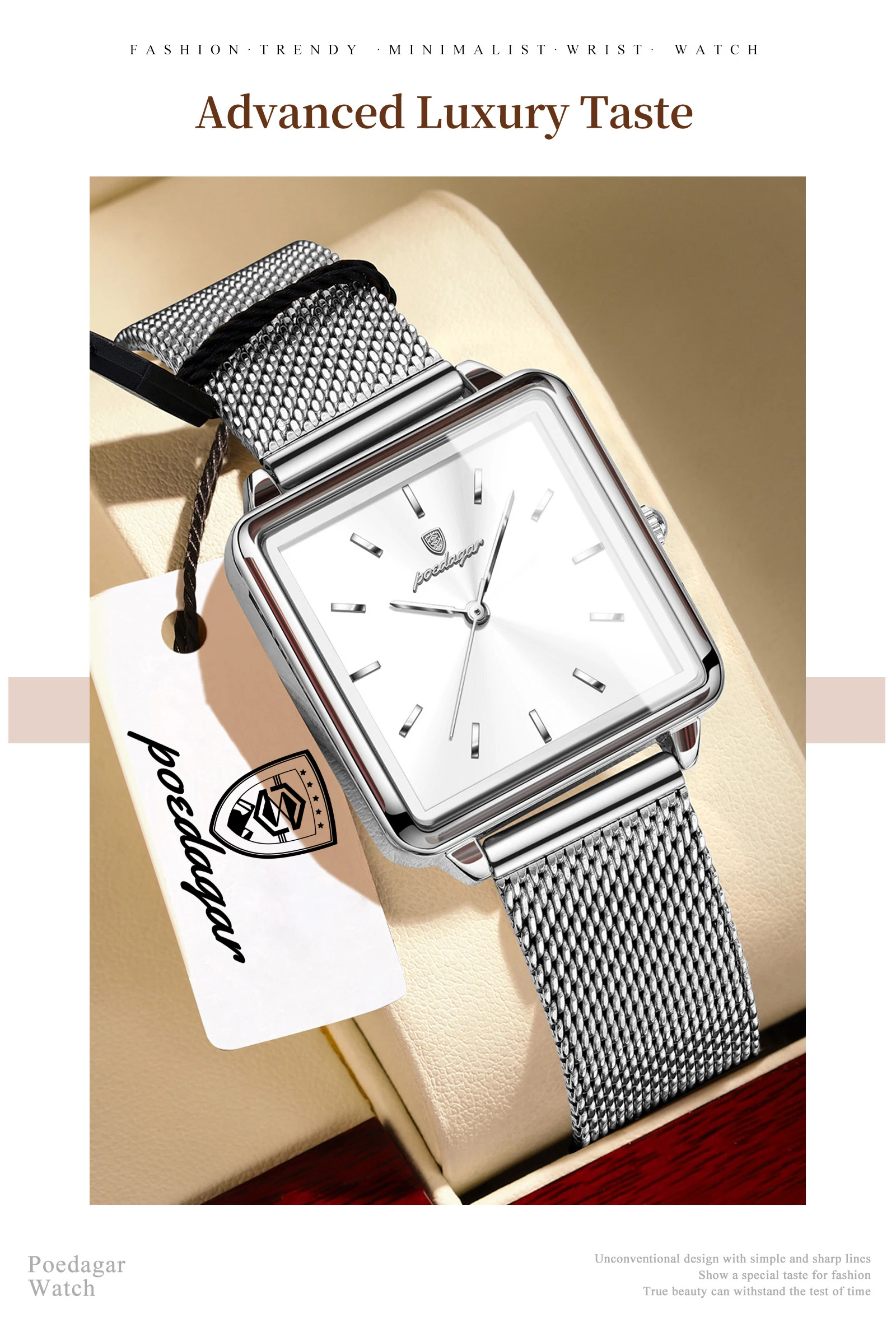 POEDAGAR Top Exquisite Ladies Clock Waterproof Stainless Steel Woman Wristwatch Square Quartz Elegant Women's Watches Reloj Gift
