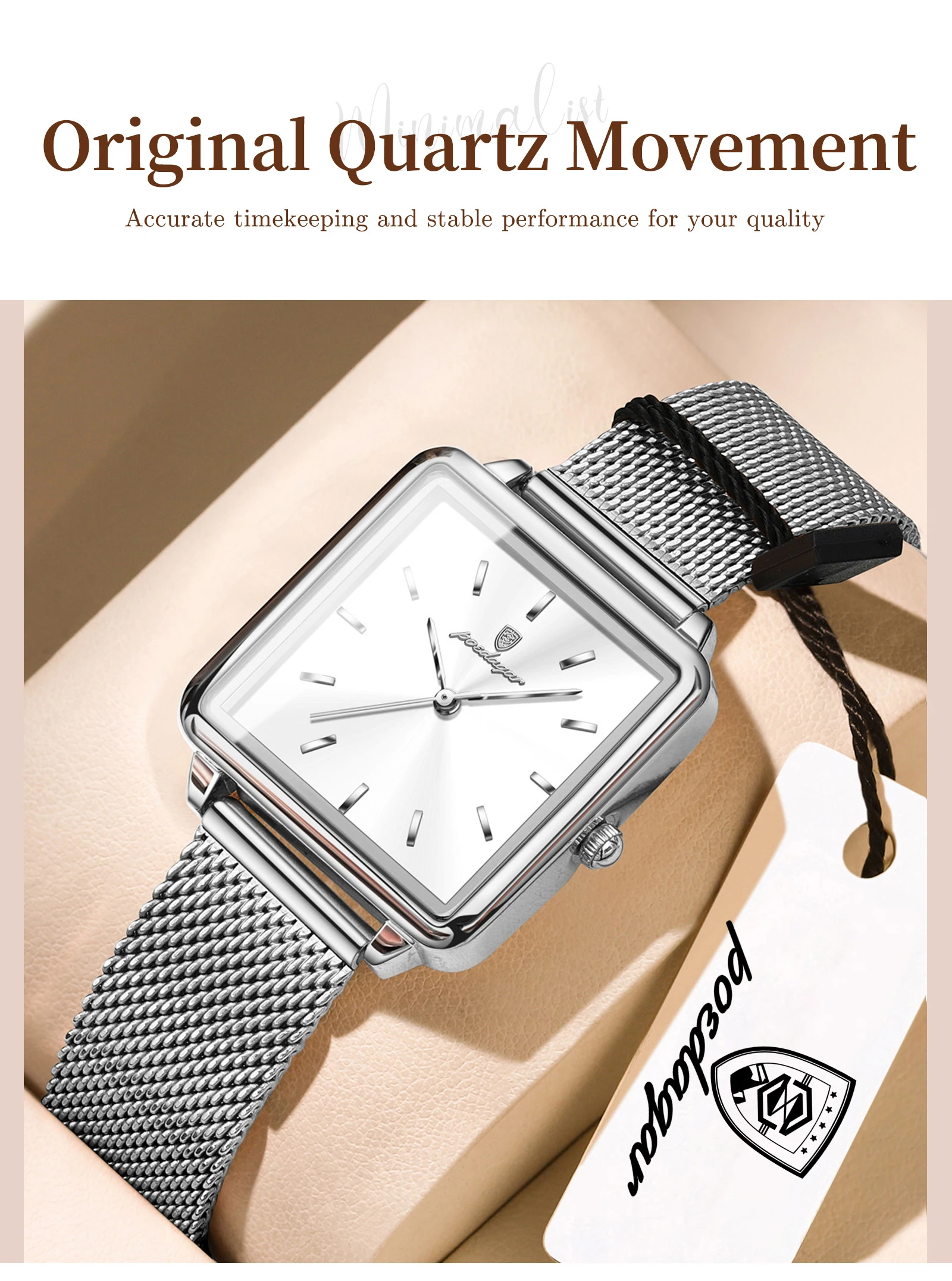 POEDAGAR Top Exquisite Ladies Clock Waterproof Stainless Steel Woman Wristwatch Square Quartz Elegant Women's Watches Reloj Gift