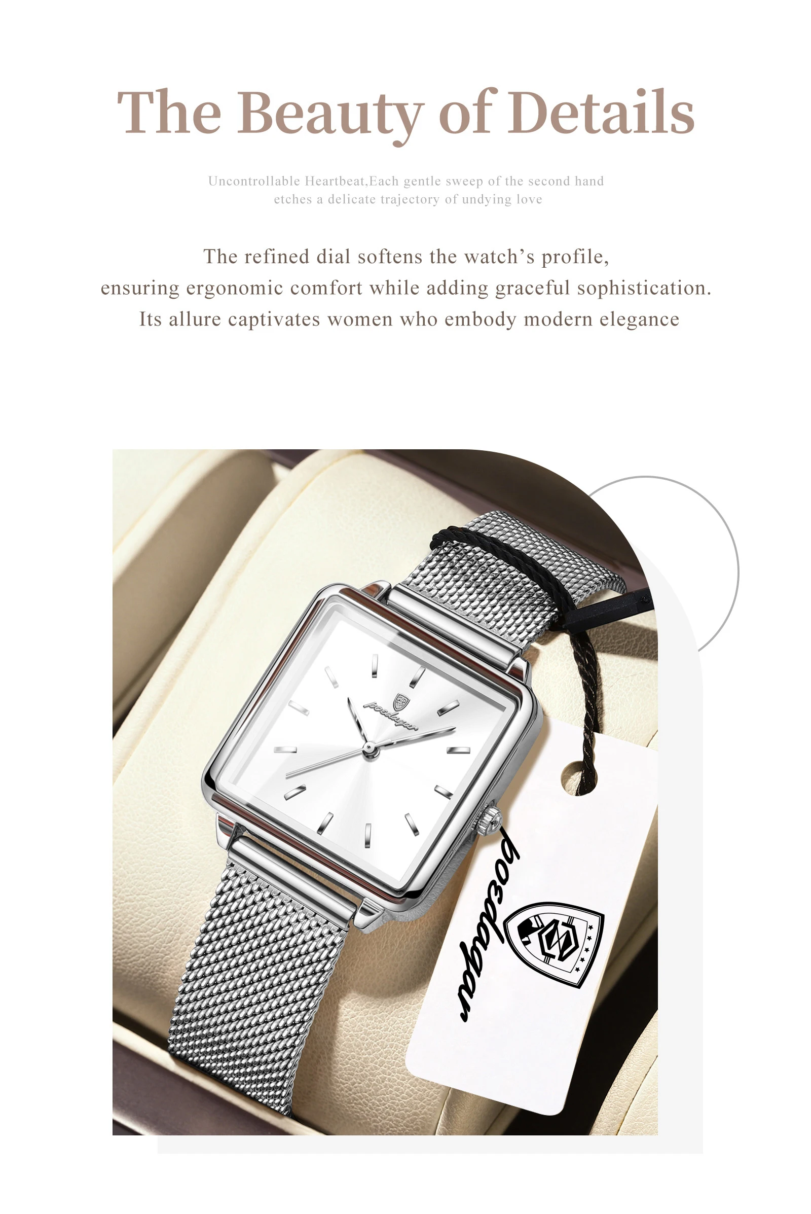 POEDAGAR Top Exquisite Ladies Clock Waterproof Stainless Steel Woman Wristwatch Square Quartz Elegant Women's Watches Reloj Gift