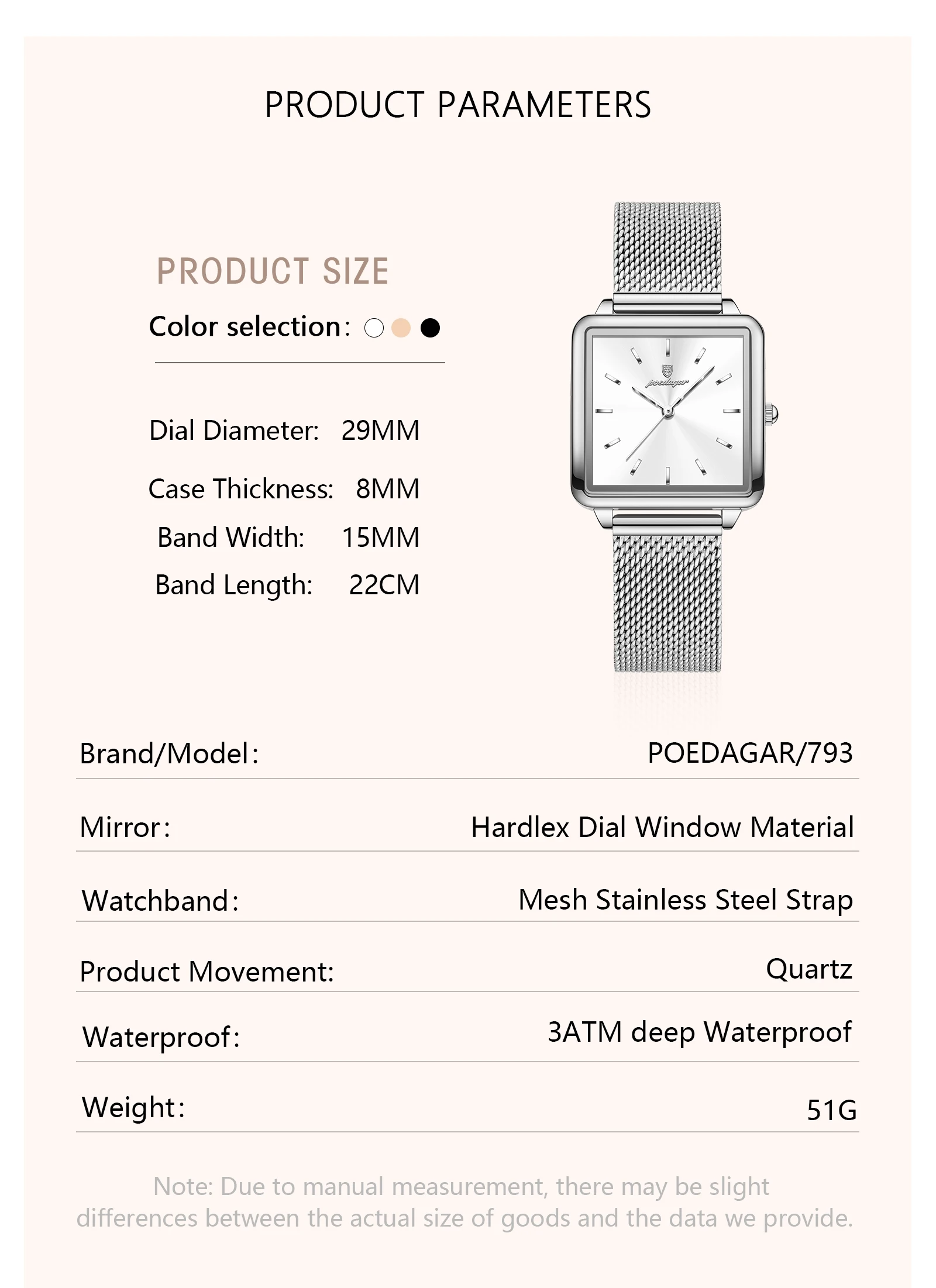 POEDAGAR Top Exquisite Ladies Clock Waterproof Stainless Steel Woman Wristwatch Square Quartz Elegant Women's Watches Reloj Gift