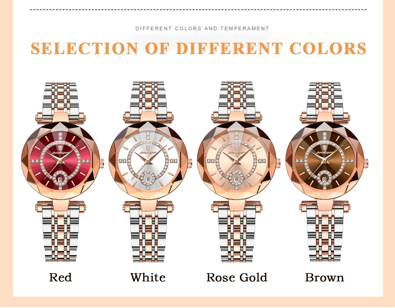POEDAGAR Luxury Brand Women's Watches Waterproof Stainless Steel Date Ladies Wristwatch Fashion Elegant Quartz Woman Watch Reloj