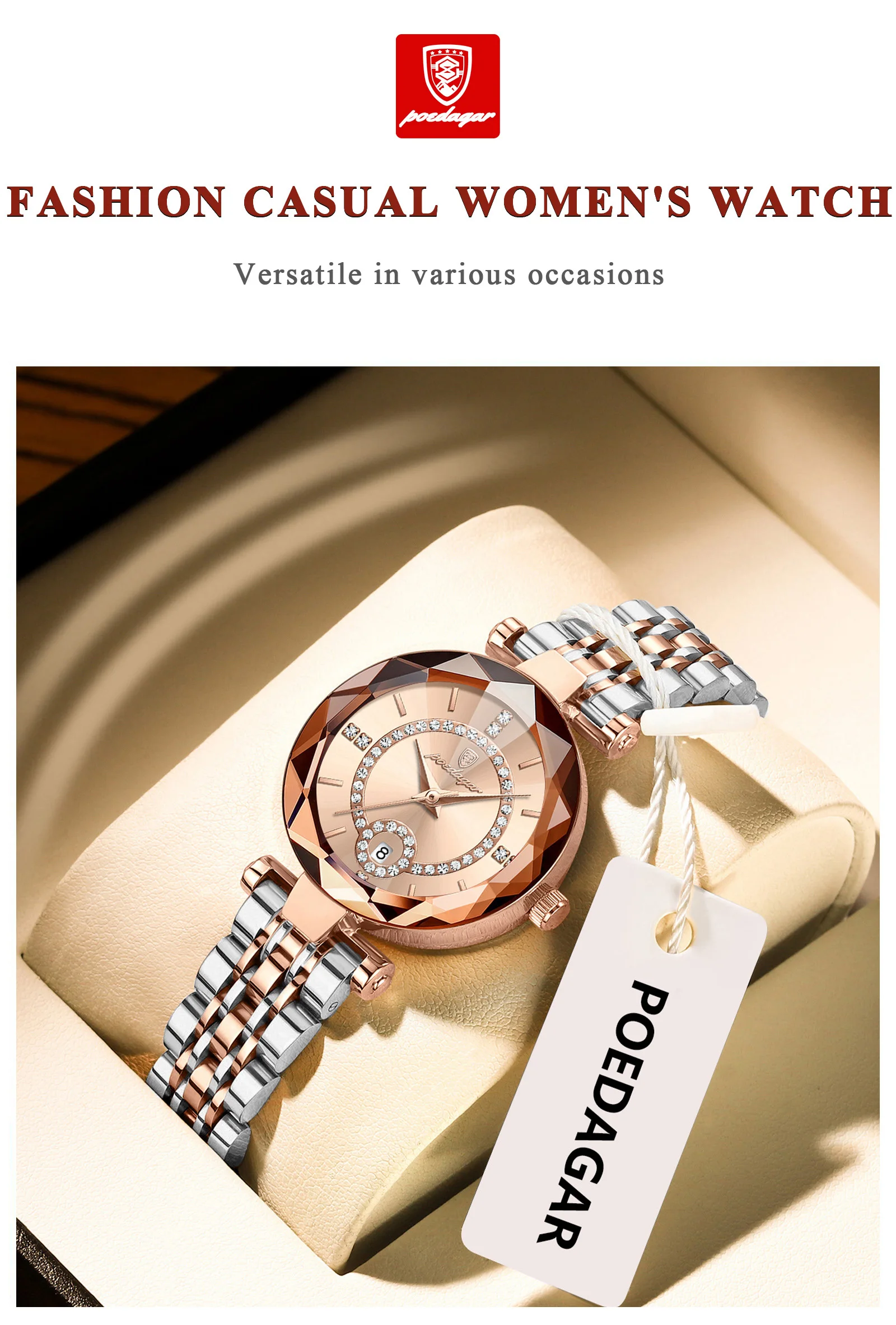 POEDAGAR Luxury Brand Women's Watches Waterproof Stainless Steel Date Ladies Wristwatch Fashion Elegant Quartz Woman Watch Reloj