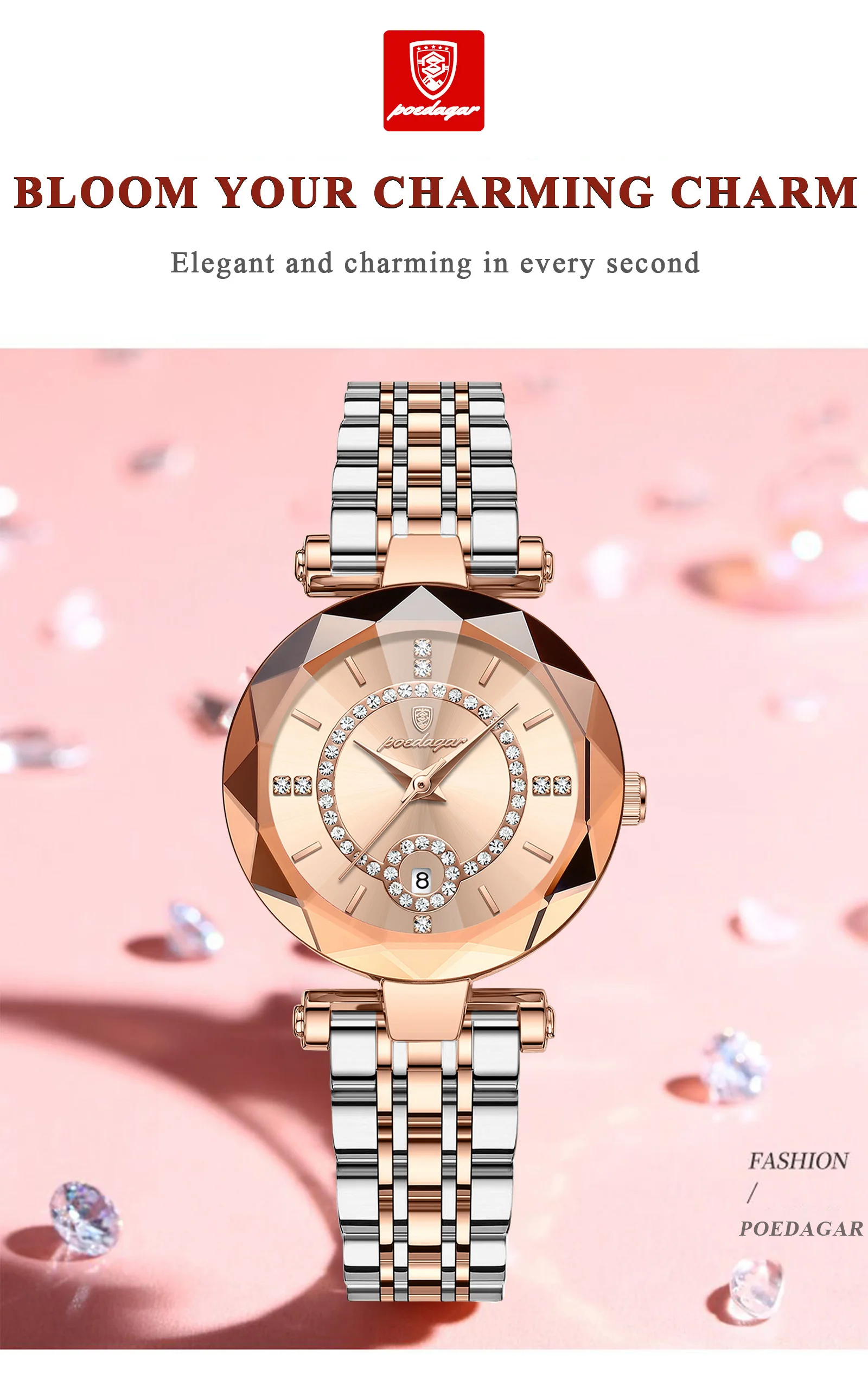 POEDAGAR Luxury Brand Women's Watches Waterproof Stainless Steel Date Ladies Wristwatch Fashion Elegant Quartz Woman Watch Reloj