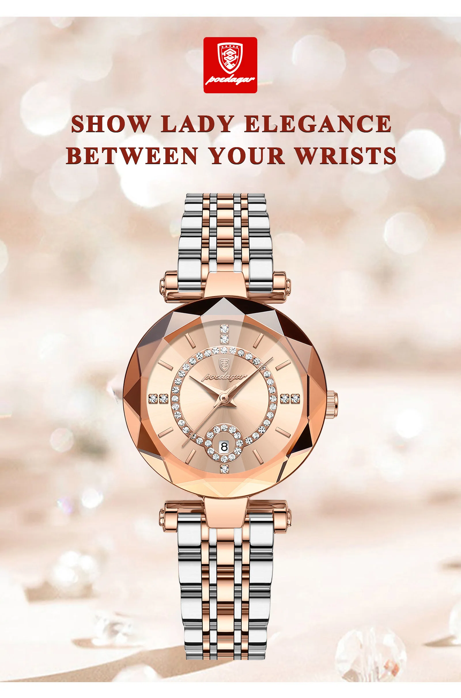 POEDAGAR Luxury Brand Women's Watches Waterproof Stainless Steel Date Ladies Wristwatch Fashion Elegant Quartz Woman Watch Reloj
