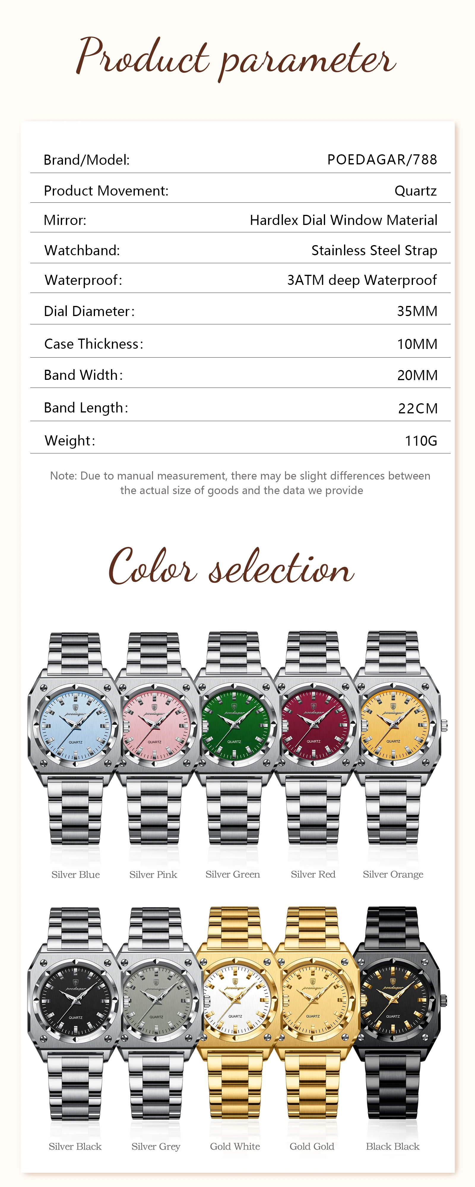 POEDAGAR Elegant Ladies Wristwatch Waterproof Stainless Steel Luminous Exquisite Woman Watch Quartz High Quality Women's Watches