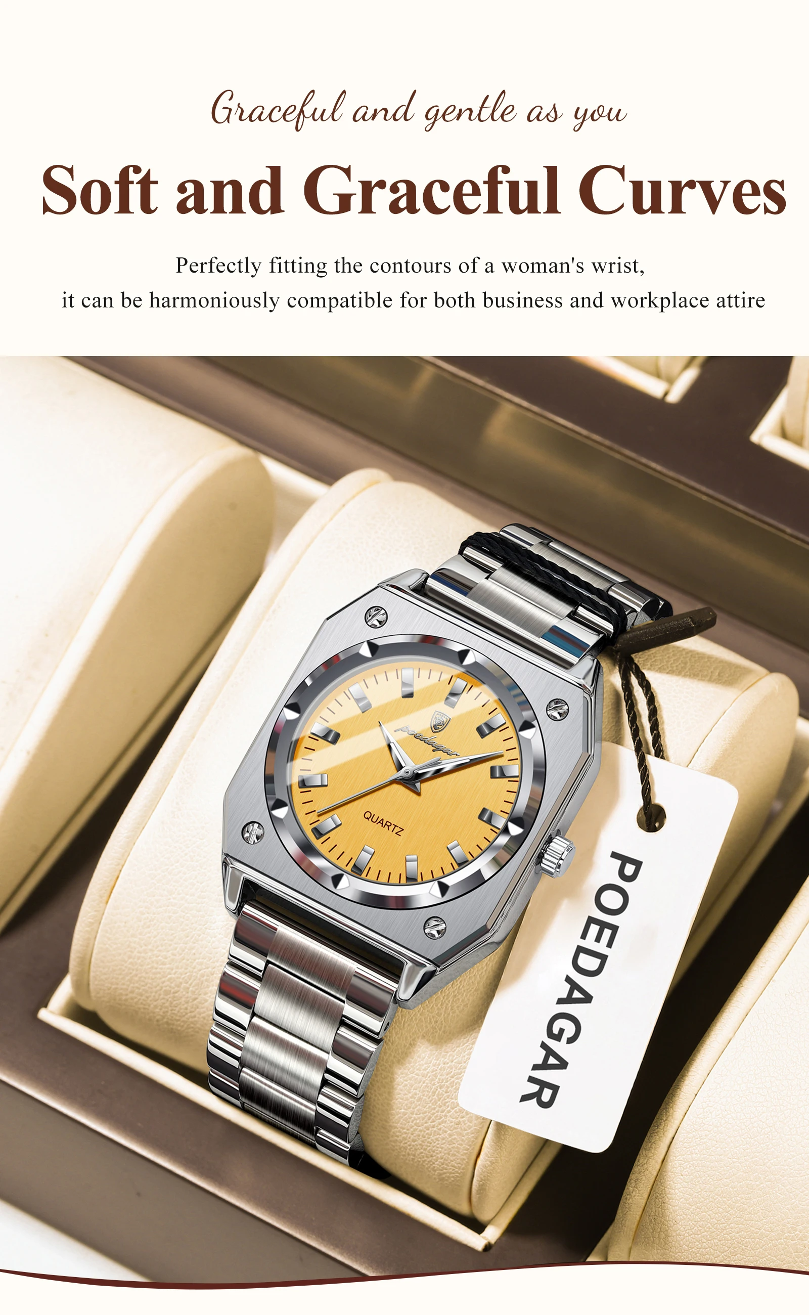 POEDAGAR Elegant Ladies Wristwatch Waterproof Stainless Steel Luminous Exquisite Woman Watch Quartz High Quality Women's Watches