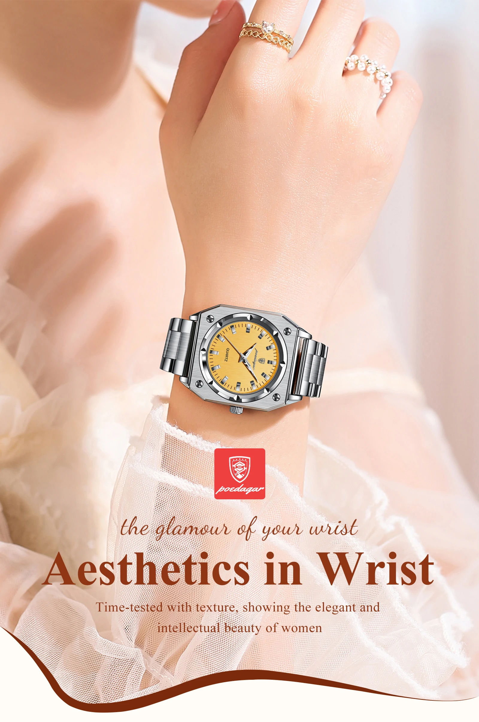 POEDAGAR Elegant Ladies Wristwatch Waterproof Stainless Steel Luminous Exquisite Woman Watch Quartz High Quality Women's Watches