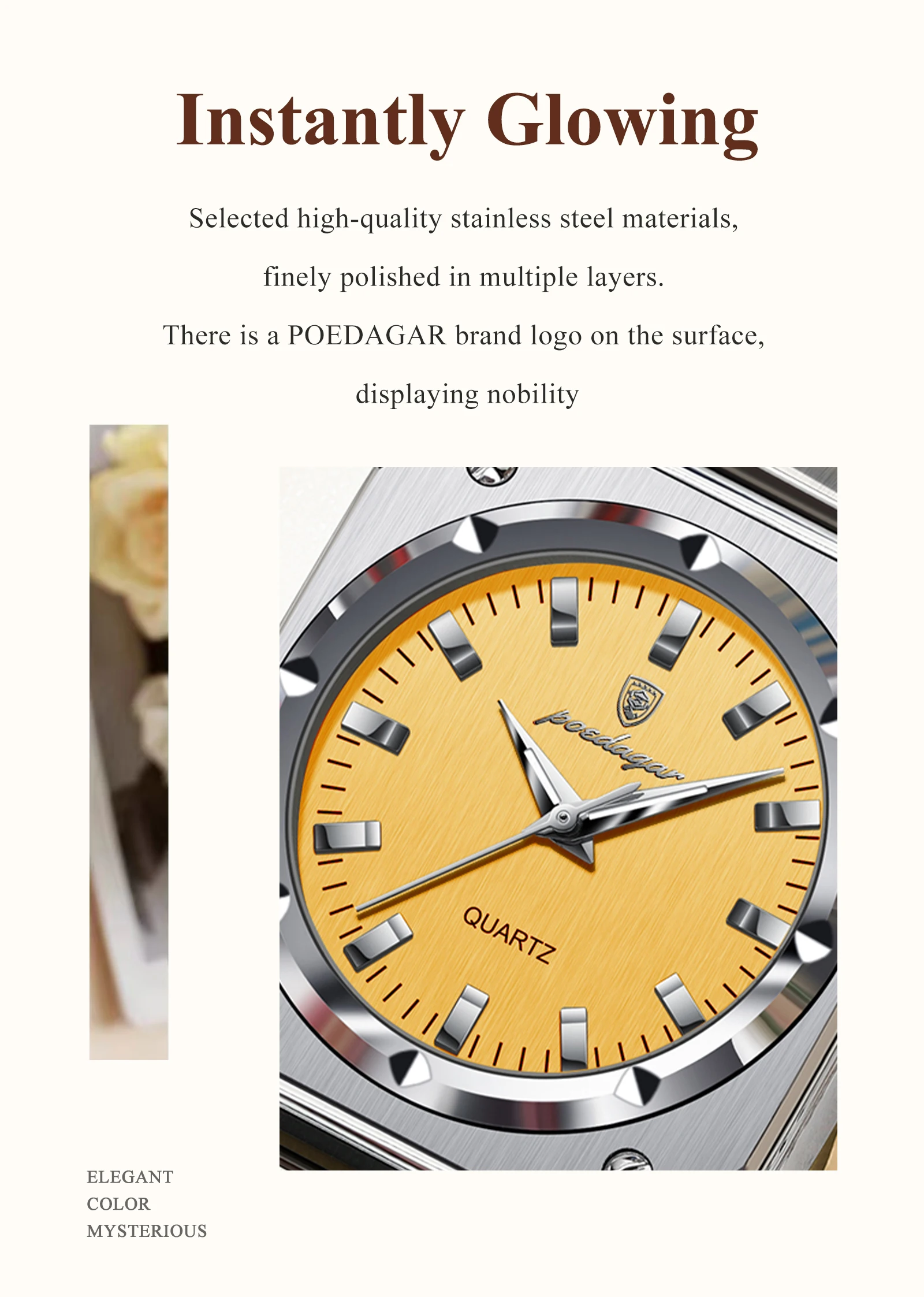 POEDAGAR Elegant Ladies Wristwatch Waterproof Stainless Steel Luminous Exquisite Woman Watch Quartz High Quality Women's Watches