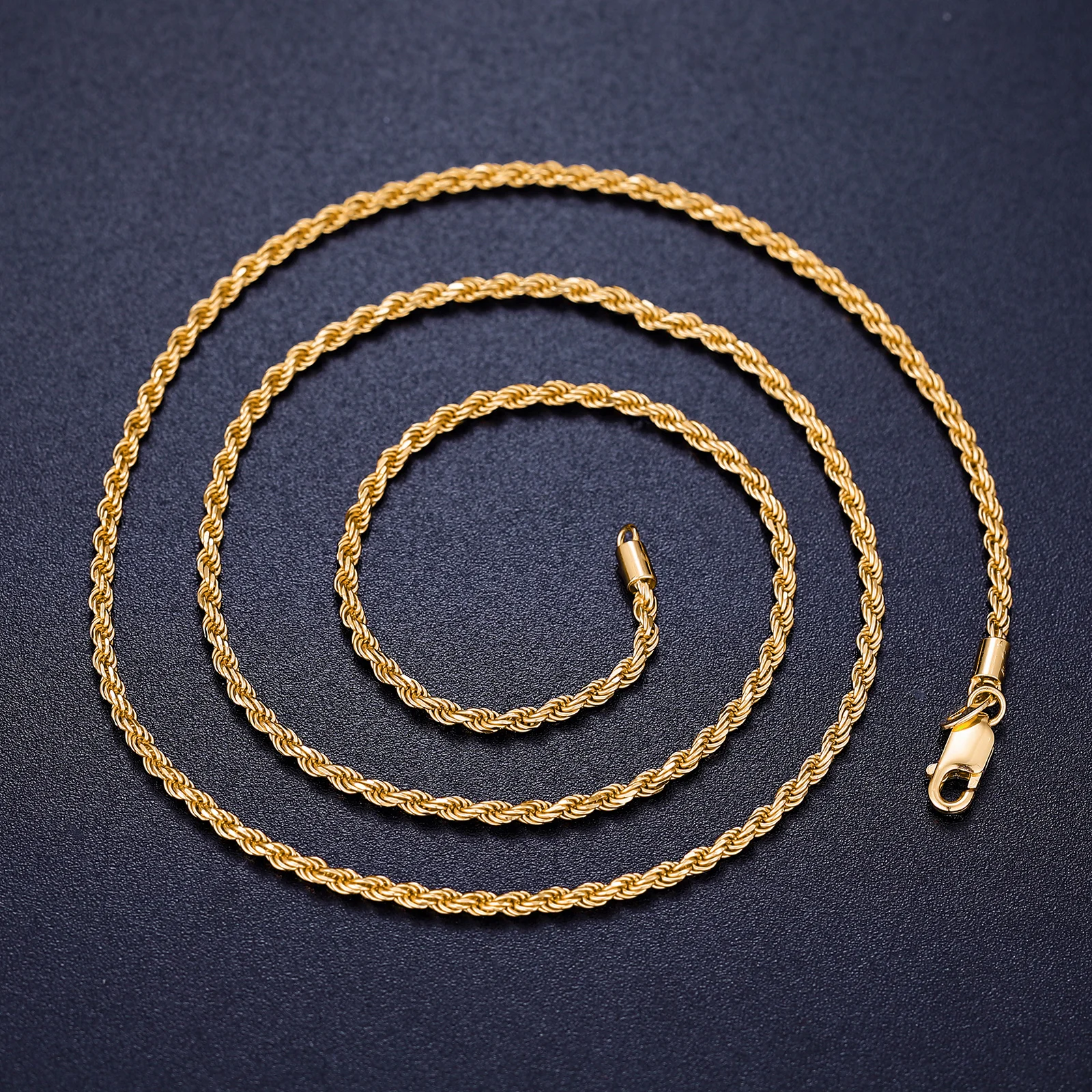 2.5mm S925 Rope Chain Necklace Sterling Silver Never Fade Waterproof Choker Men Women Jewelry Silver Color Chains Gift