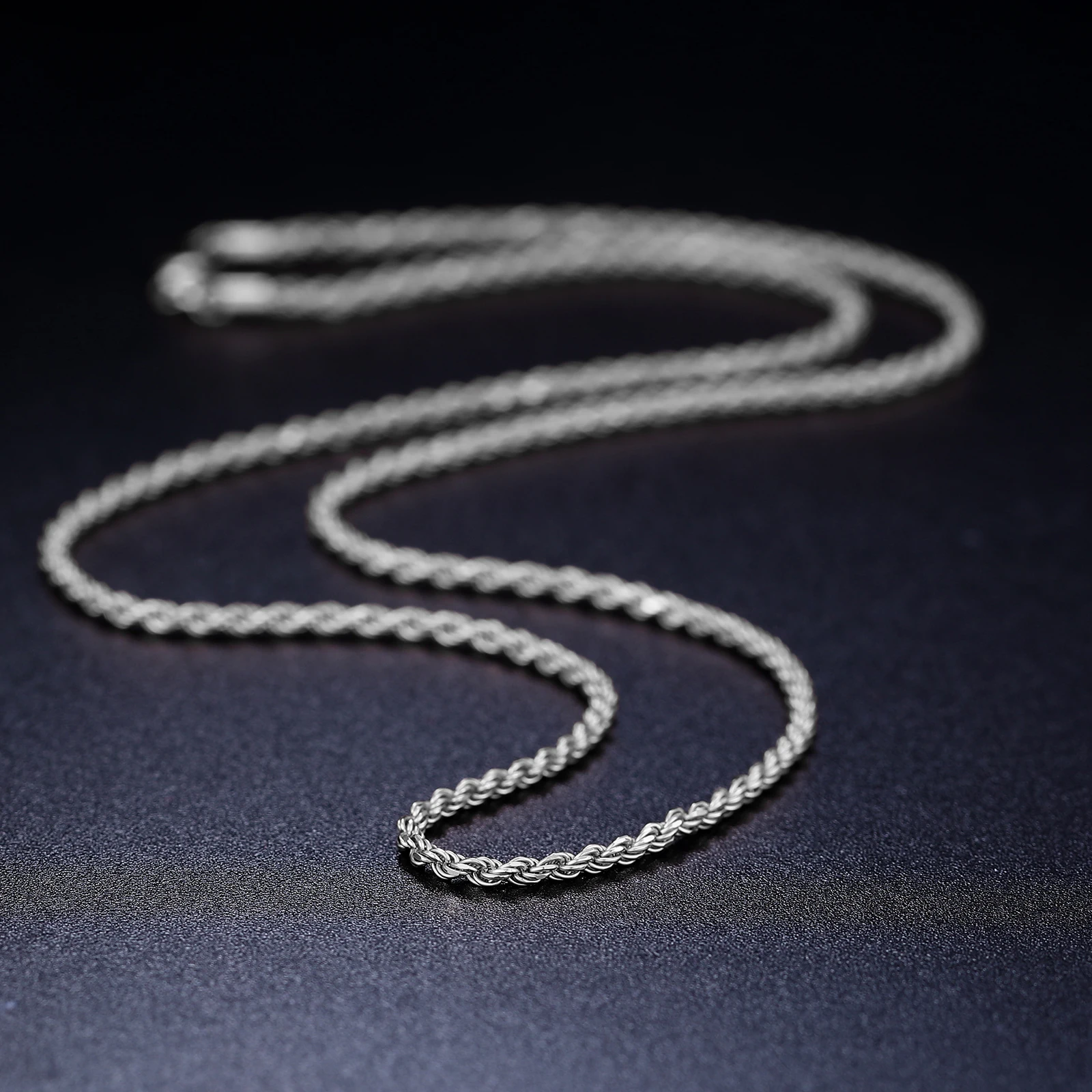 2.5mm S925 Rope Chain Necklace Sterling Silver Never Fade Waterproof Choker Men Women Jewelry Silver Color Chains Gift