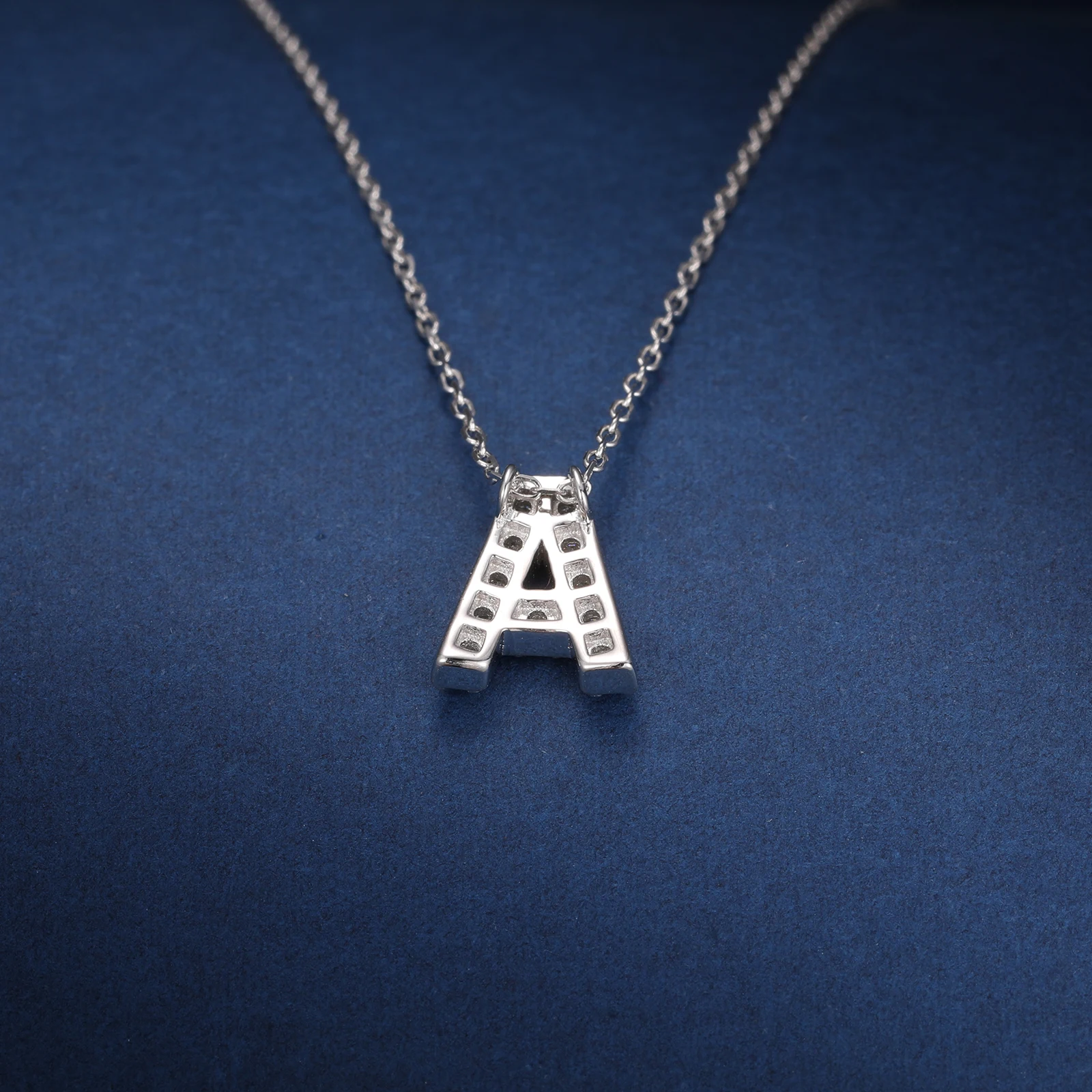 Simple 925 Silver Moissanite 26 Letter Pendant Necklace Fashion Women A-Z Initials Choker Clavicle Chain Jewelry Christmas Gifts