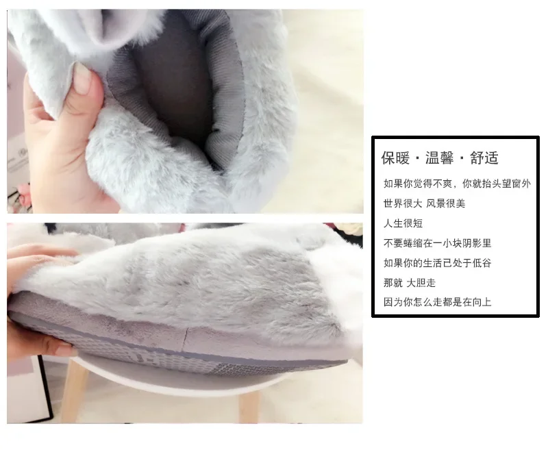 Comemore 2024 Women Cute Animal Slippers Girls Rabbit Home Shoes Plus Size 44 Non Slip Flat Autumn Winter Warm Slipper Plush Men