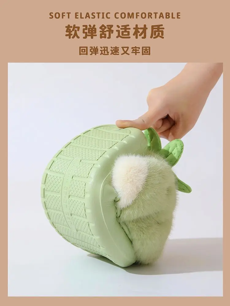 New Adorable Fruit Slippers for Winter Woman Warm Fluffy Slide Shoes Home Cloud Slipper Women Lovely Strawberry Shoe Room Scuff
