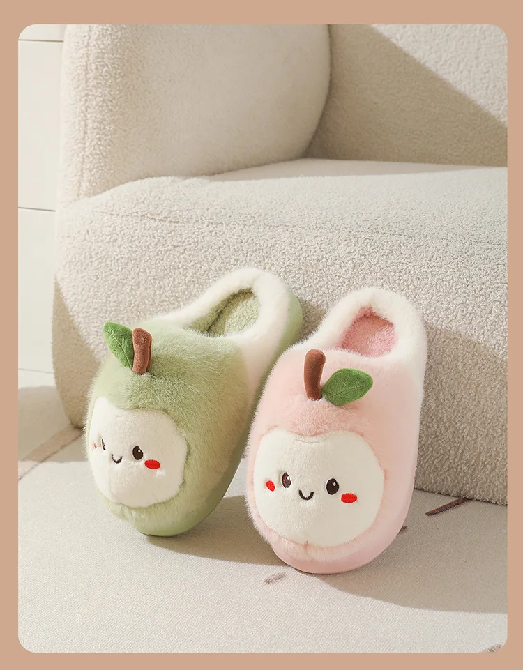 New Adorable Fruit Slippers for Winter Woman Warm Fluffy Slide Shoes Home Cloud Slipper Women Lovely Strawberry Shoe Room Scuff