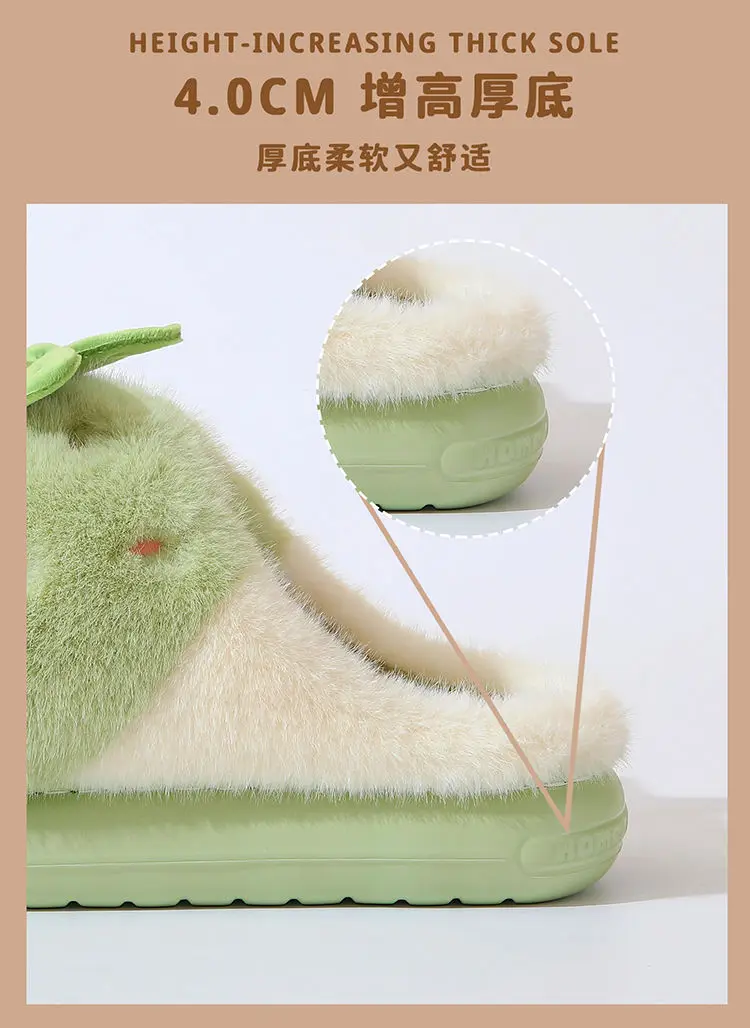 New Adorable Fruit Slippers for Winter Woman Warm Fluffy Slide Shoes Home Cloud Slipper Women Lovely Strawberry Shoe Room Scuff