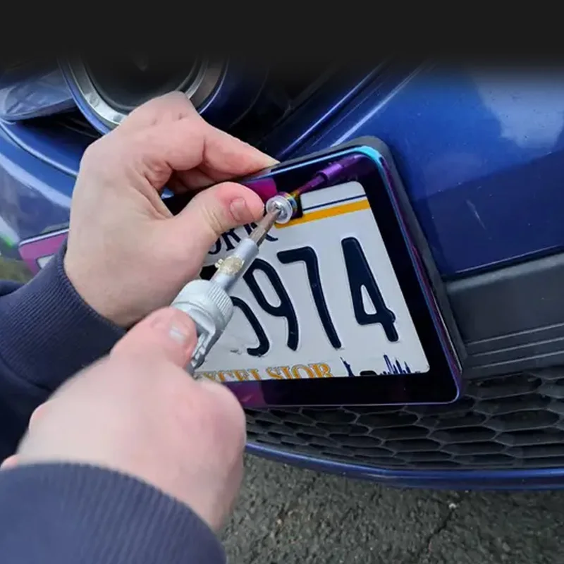 Fashion License Plate Frames Weather Proof Colorful Stainless Steel Mirror Polish Rainbow Universal US Car License Plate Bracket