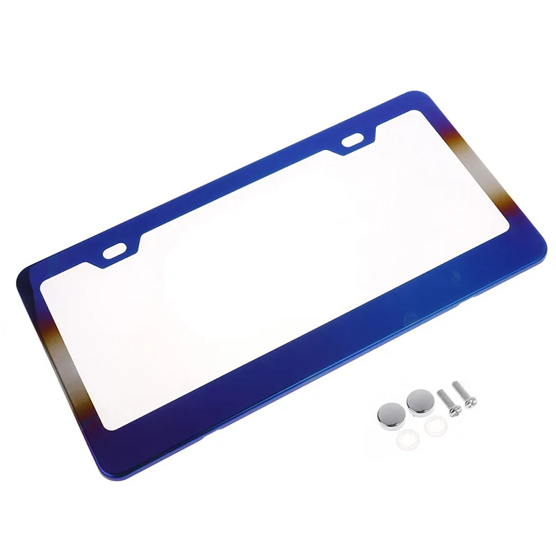 Fashion License Plate Frames Weather Proof Colorful Stainless Steel Mirror Polish Rainbow Universal US Car License Plate Bracket