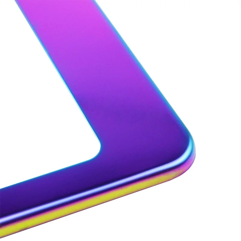 Fashion License Plate Frames Weather Proof Colorful Stainless Steel Mirror Polish Rainbow Universal US Car License Plate Bracket