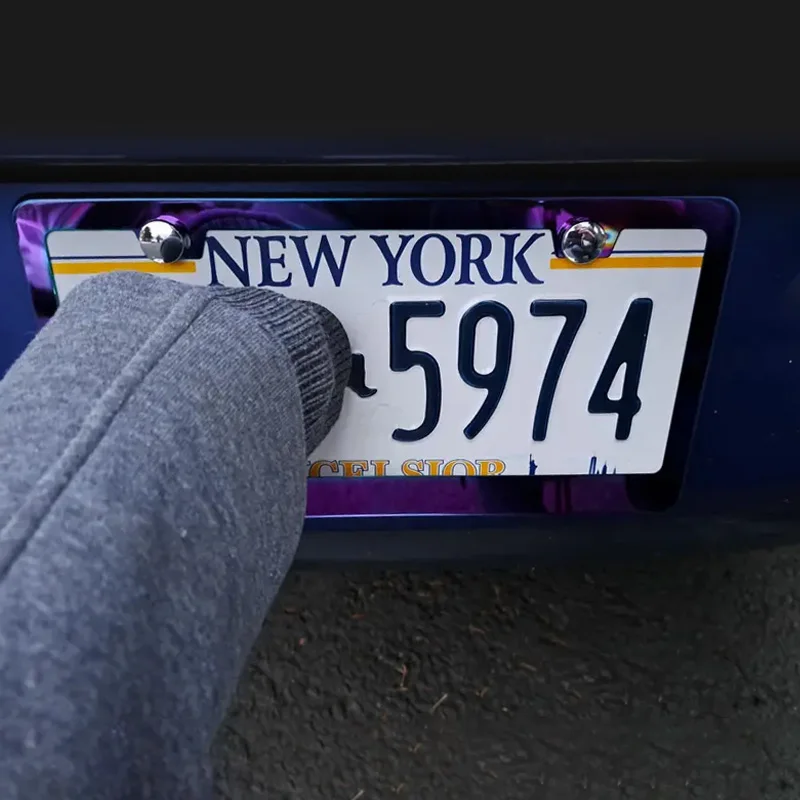 Fashion License Plate Frames Weather Proof Colorful Stainless Steel Mirror Polish Rainbow Universal US Car License Plate Bracket