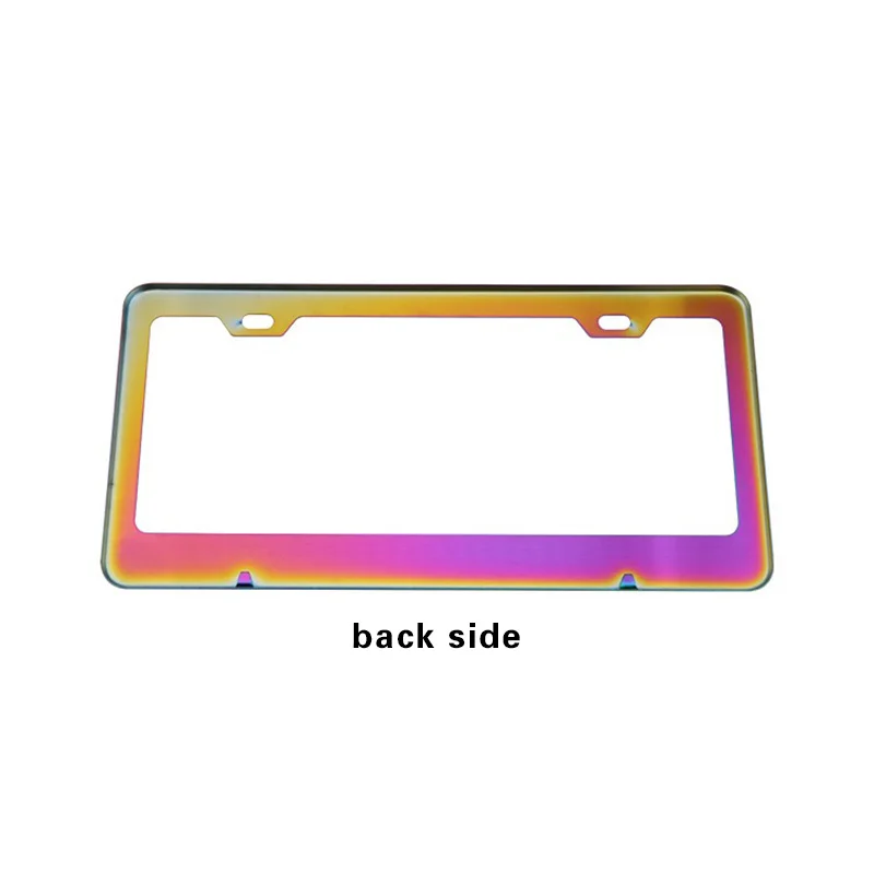 Fashion License Plate Frames Weather Proof Colorful Stainless Steel Mirror Polish Rainbow Universal US Car License Plate Bracket