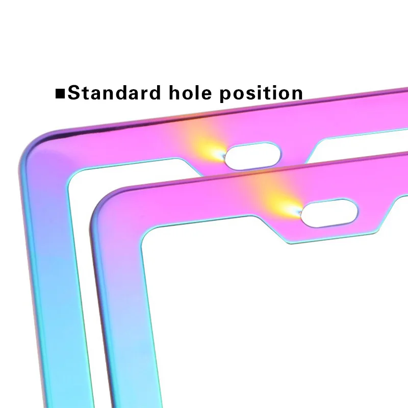 Fashion License Plate Frames Weather Proof Colorful Stainless Steel Mirror Polish Rainbow Universal US Car License Plate Bracket