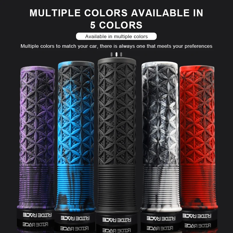 RIDERACE Mountain Bike Handlebar Grips Lock on MTB Folding Bicycle Soft TPR Rubber Non-slip Mixed Color Cycling Handle Bar Grips