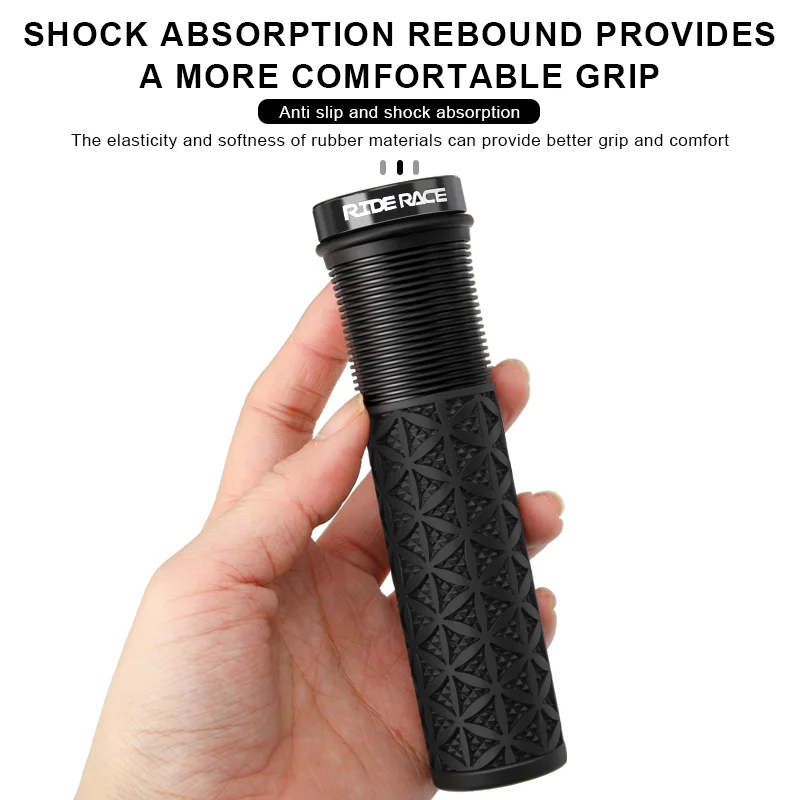 RIDERACE Mountain Bike Handlebar Grips Lock on MTB Folding Bicycle Soft TPR Rubber Non-slip Mixed Color Cycling Handle Bar Grips