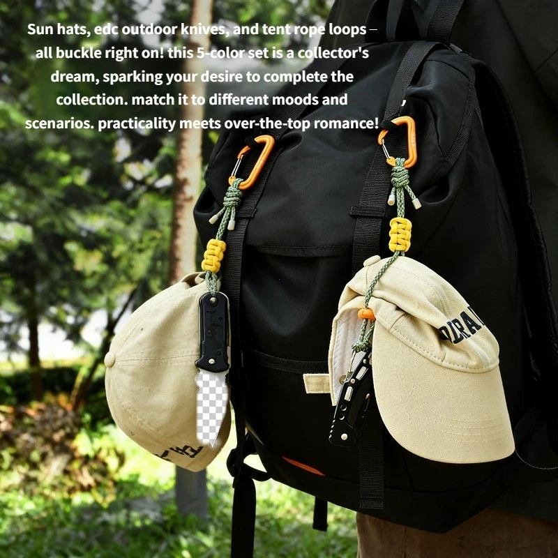 Quick-Release Paracord Water Bottle Hang Buckle Carabiner Portable EDC Clip Multifunctional Hook for Outdoor Hiking Backpack