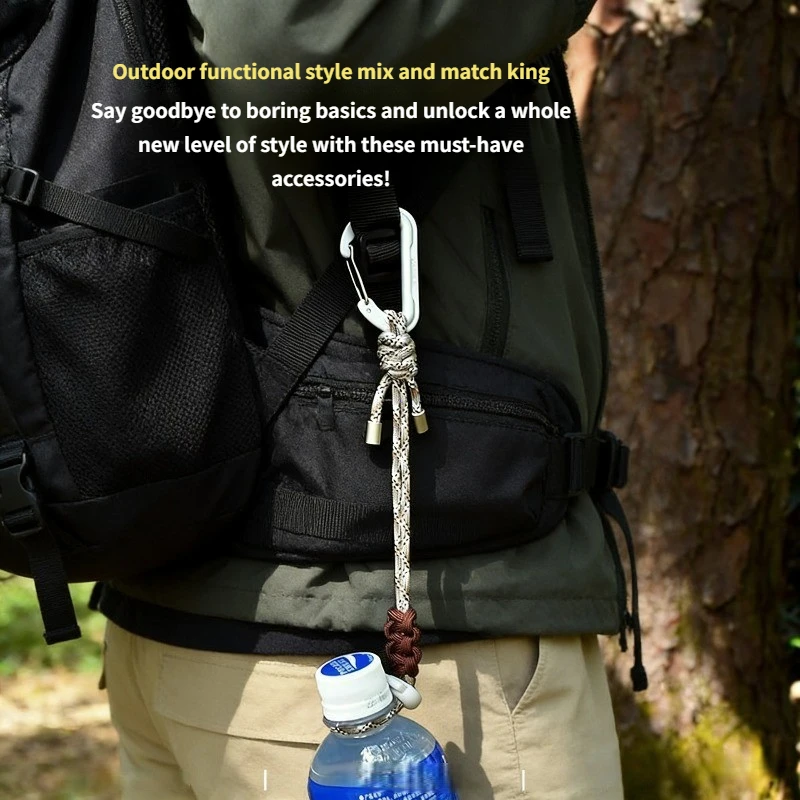 Quick-Release Paracord Water Bottle Hang Buckle Carabiner Portable EDC Clip Multifunctional Hook for Outdoor Hiking Backpack
