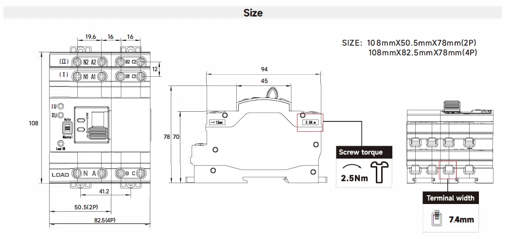 GEYA G2R ATS Automatic Transfer Switch 220V 230V Din Rail Dual Power Electrical Selector Switches Uninterrupted Power 63A 110V