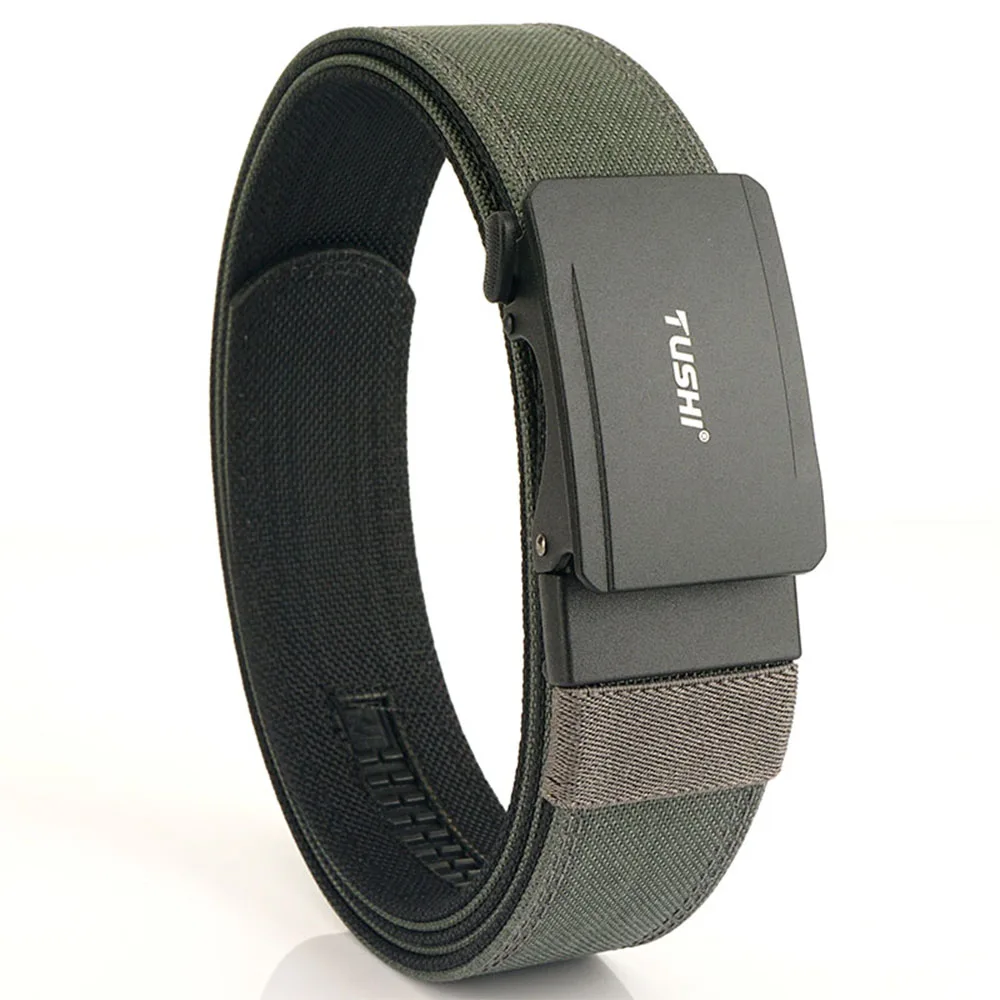 TUSHI New Hard Tactical Belt for Men Metal Automatic Buckle IPSC Gun Belt Nylon Military Belt Outdoor EDC Sports Girdle Male