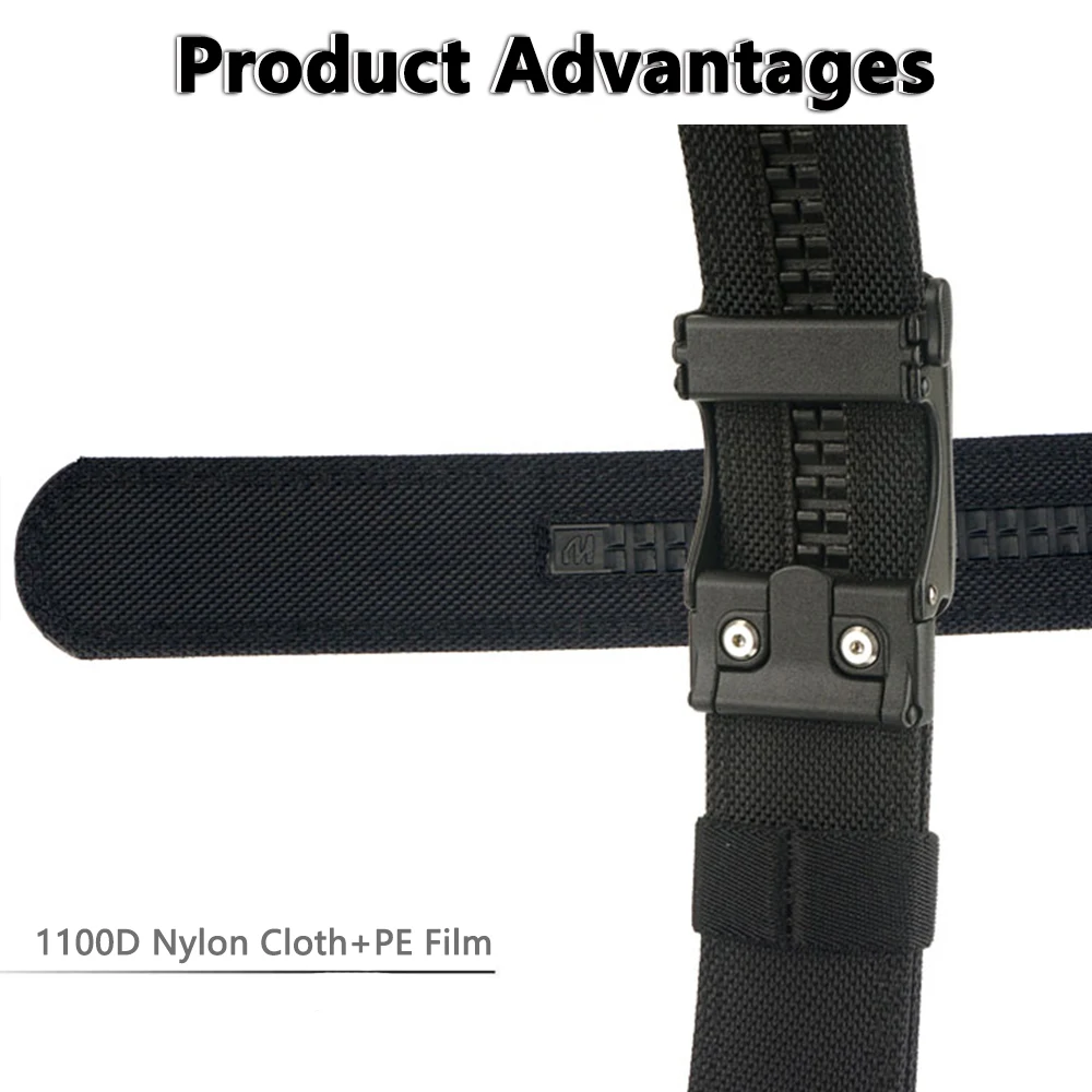 TUSHI New Hard Tactical Belt for Men Metal Automatic Buckle IPSC Gun Belt Nylon Military Belt Outdoor EDC Sports Girdle Male