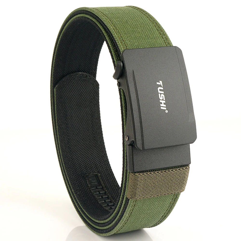 TUSHI New Hard Tactical Belt for Men Metal Automatic Buckle IPSC Gun Belt Nylon Military Belt Outdoor EDC Sports Girdle Male