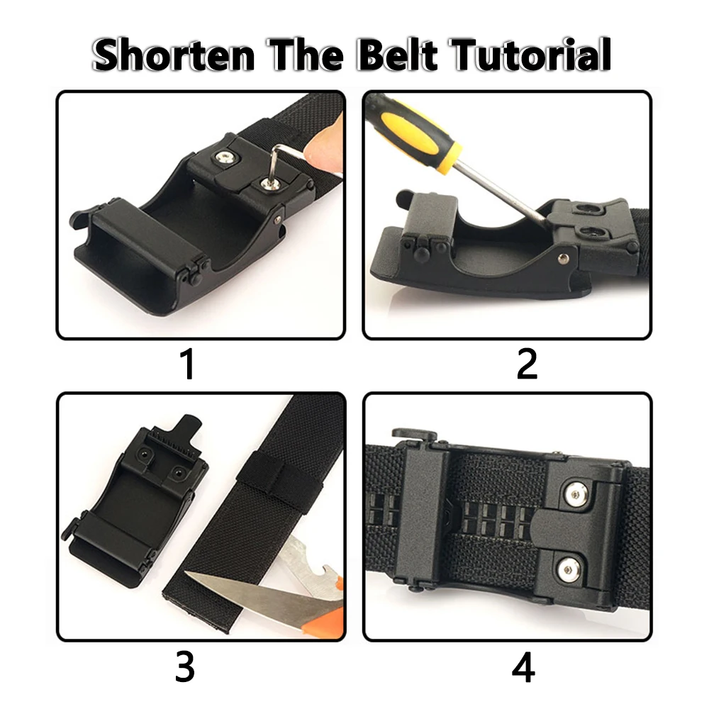 TUSHI New Hard Tactical Belt for Men Metal Automatic Buckle IPSC Gun Belt Nylon Military Belt Outdoor EDC Sports Girdle Male