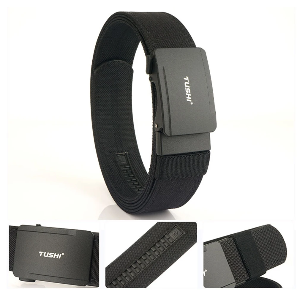TUSHI New Hard Tactical Belt for Men Metal Automatic Buckle IPSC Gun Belt Nylon Military Belt Outdoor EDC Sports Girdle Male