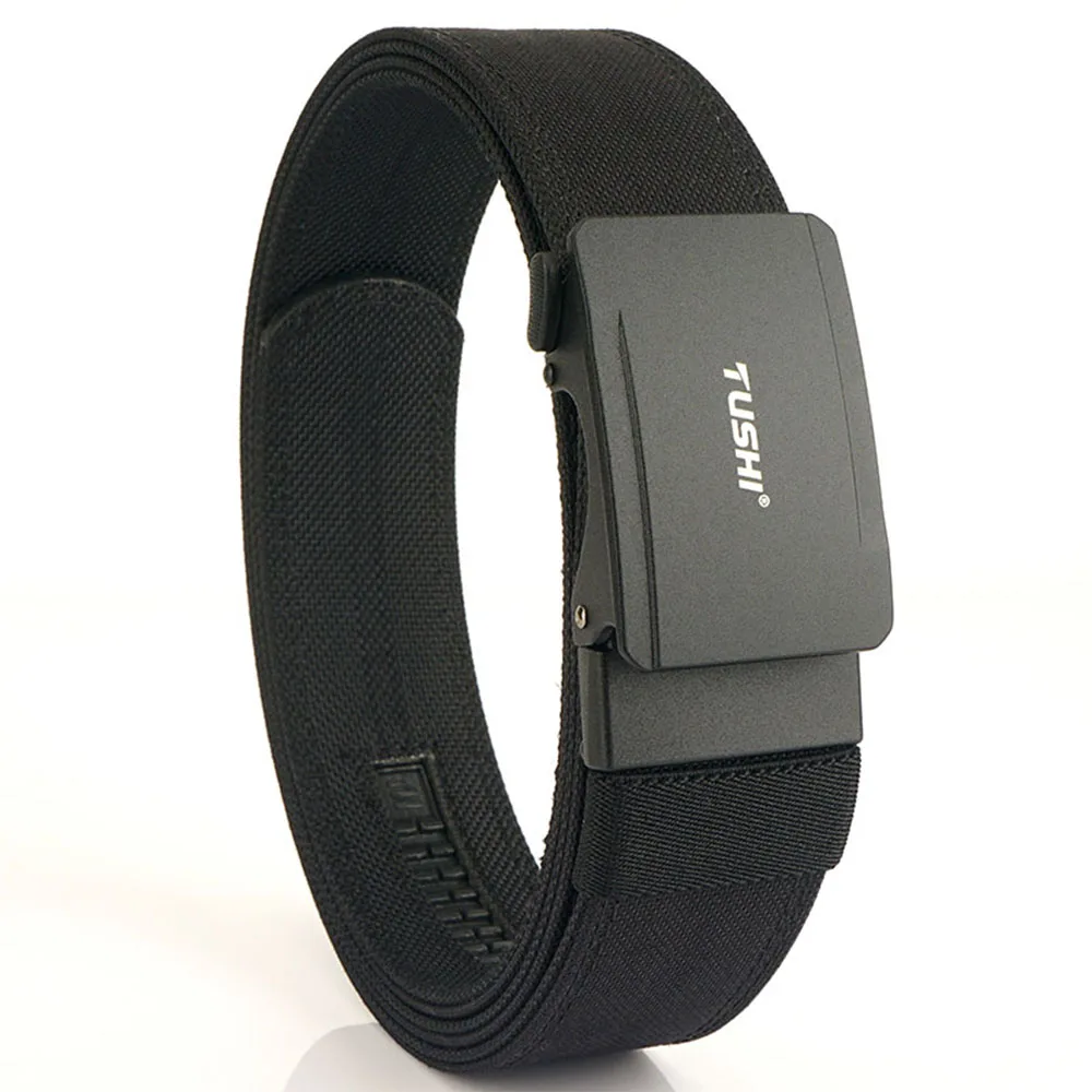 TUSHI New Hard Tactical Belt for Men Metal Automatic Buckle IPSC Gun Belt Nylon Military Belt Outdoor EDC Sports Girdle Male