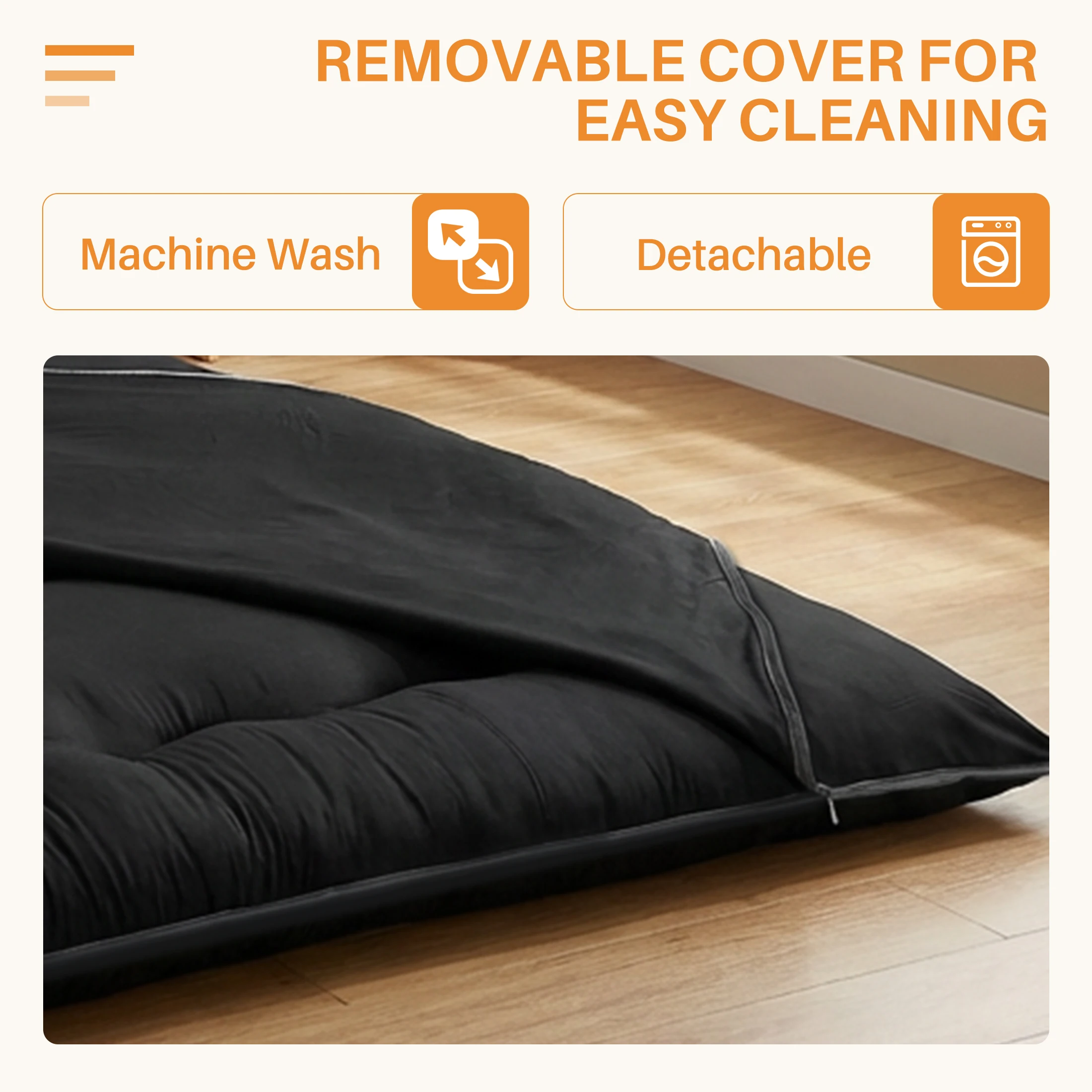 MCQ 4 Inch Japanese Floor Mattress Foldable Futon Mattress with Removable Washable Cover Soft Bed Topper Home Bedroom Furniture