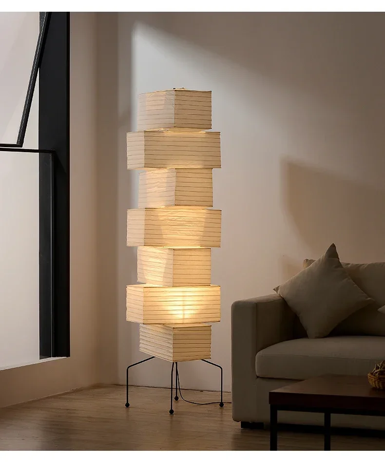 Akari Noguchi Lamp Yong Floor Lamp Japanese Designer LED Rice Paper Lantern Bedside Study Hotel Art Decor Standing Lamp